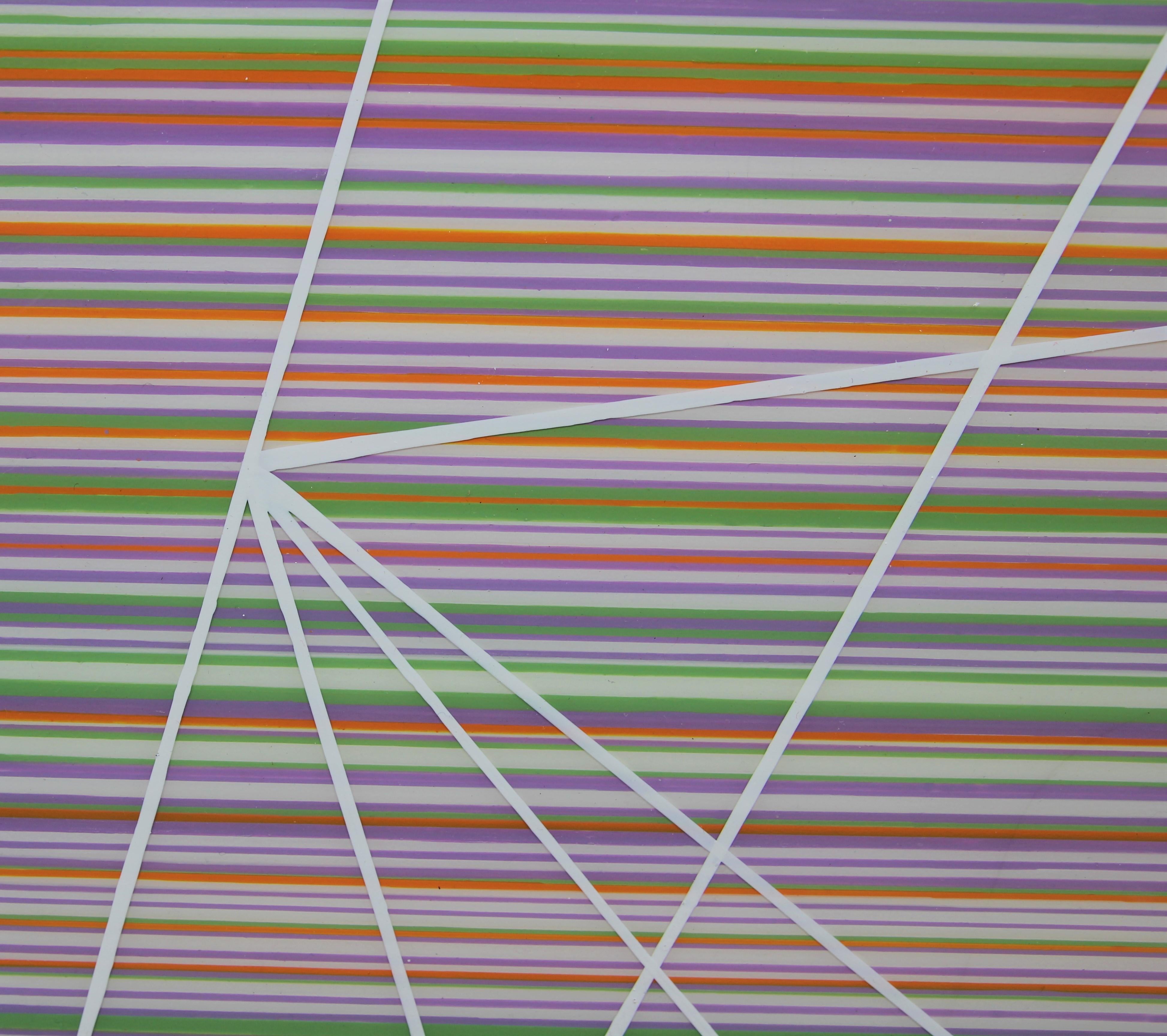 Minimal linear abstract painting with different colored parallel lines across the canvas. The work is signed, titled and dated on the back of the canvas by the artist. The canvas is not framed.

Artist Biography: Texas-born artist Anthony Reans has