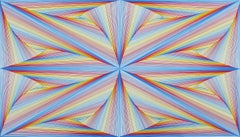 "Universal Singularity" Colorful and Vibrant Geometric Abstract Op Art Painting