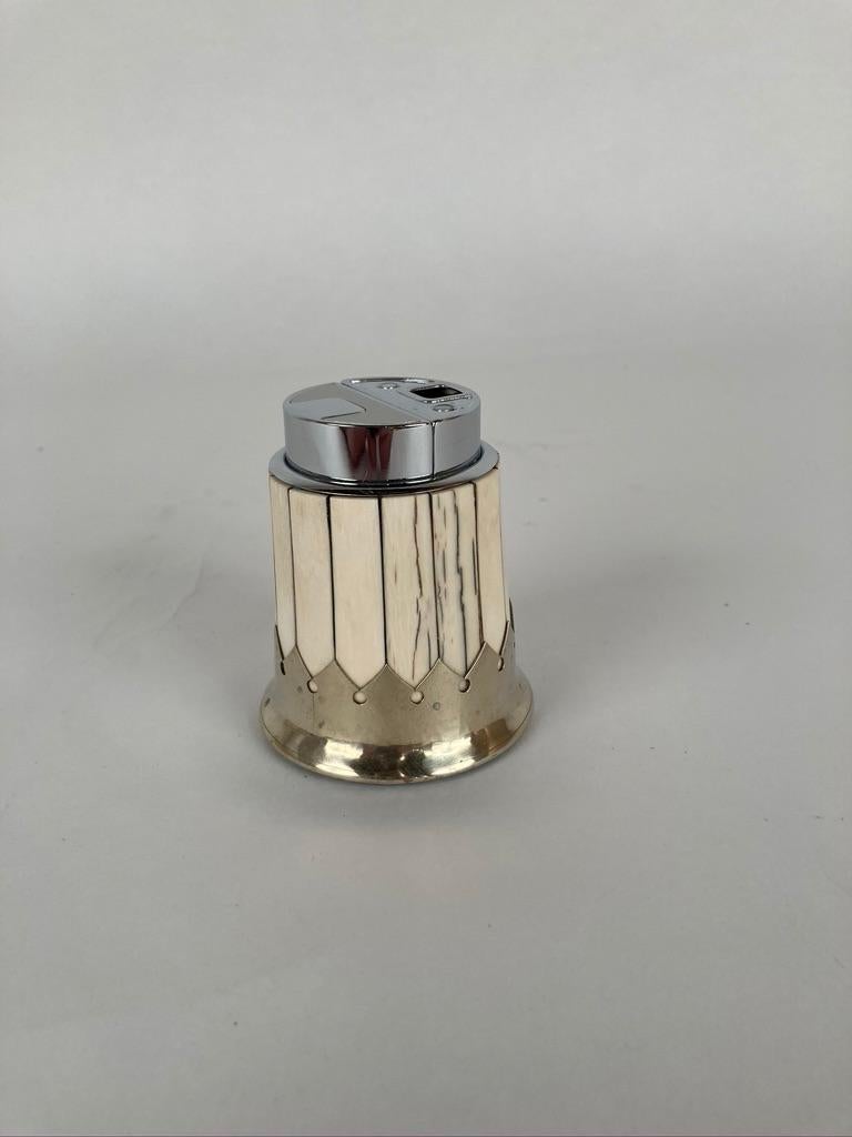 Anthony Redmile Bone Veneer and Nickle Plate Cigarette Lighter In Good Condition In Stamford, CT