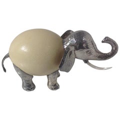 Anthony Redmile Elephant Sculpture in Silver Plate with Ostrich Egg