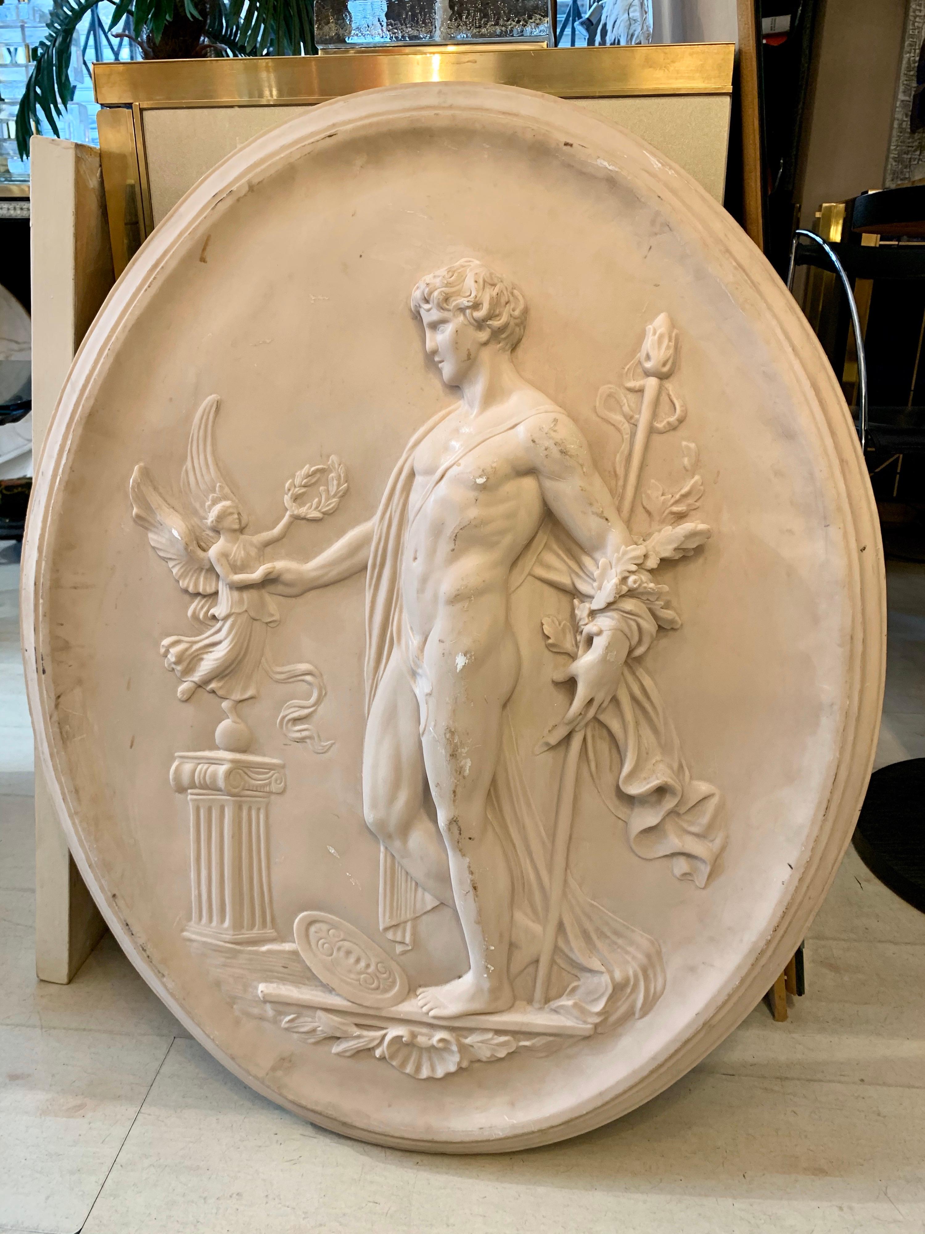 Neoclassical Anthony Redmile Faux Marble Resin Oval Panel, 1990s