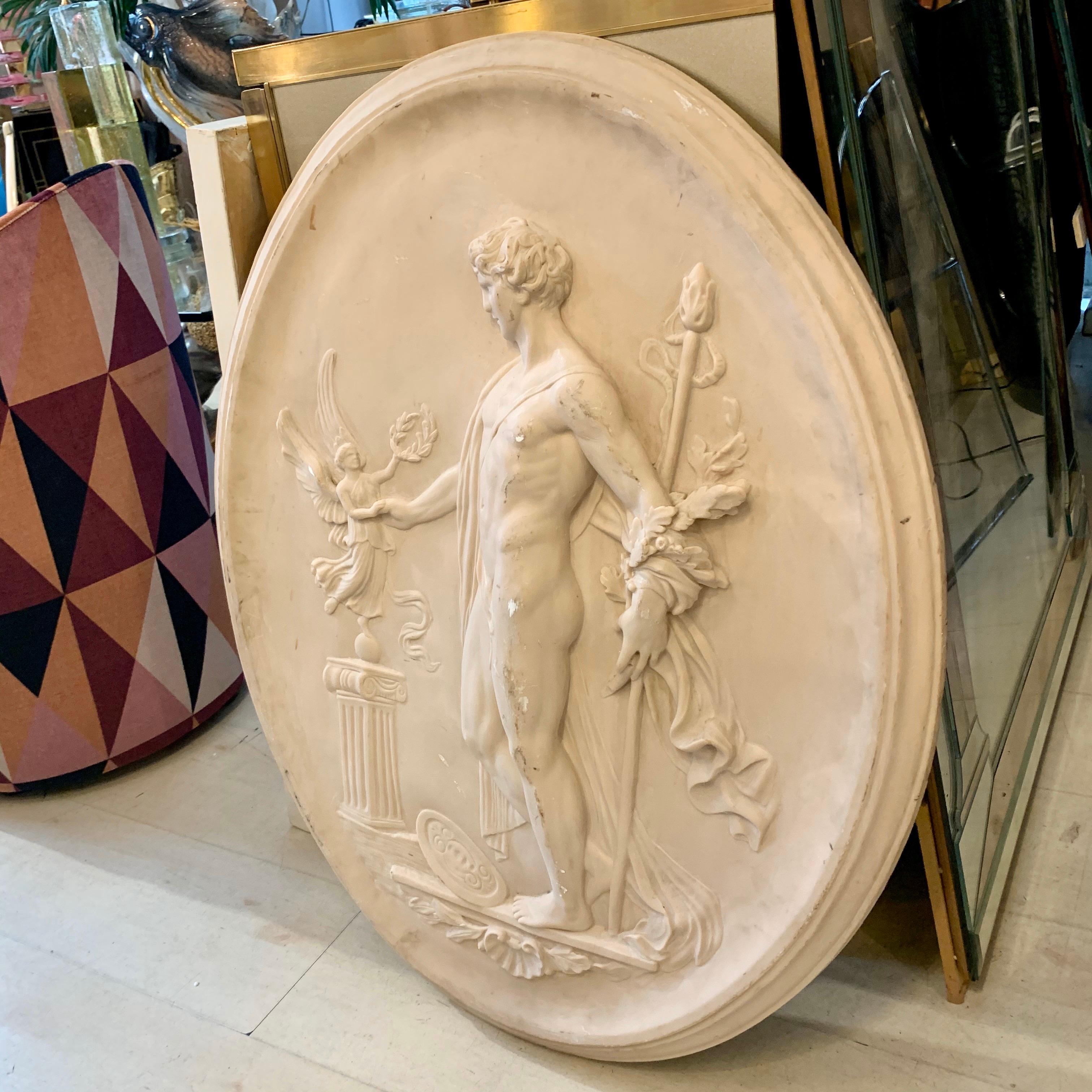 Anthony Redmile Faux Marble Resin Oval Panel, 1990s In Good Condition In Florence, IT