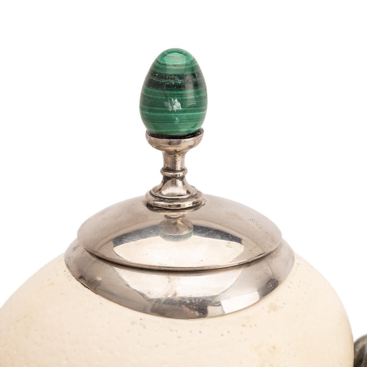 Anthony Redmile Ostrich Egg Box Mounted on Silver Plated Crane, circa 1970 1