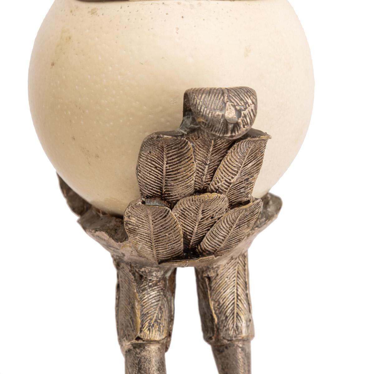Anthony Redmile Ostrich Egg Box Mounted on Silver Plated Crane, circa 1970 4