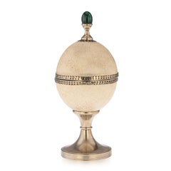 Anthony Redmile Ostrich Egg Box Mounted on Silver Plated Cup, London, c.1970