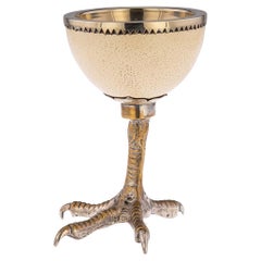 Anthony Redmile Ostrich Egg Box Mounted on Silver Plated Cup, London, c.1970