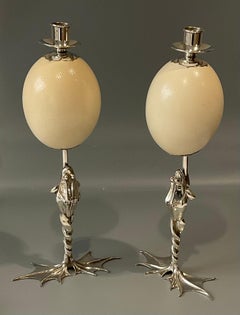 Anthony Redmile Pair Artist Signed Frog Candles Ostrich Egg Sculptures