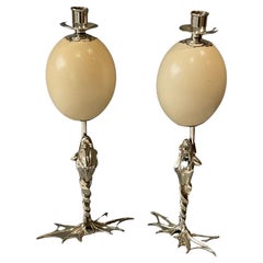 Anthony Redmile Pair Artist Signed Frog Candles Ostrich Egg Sculptures