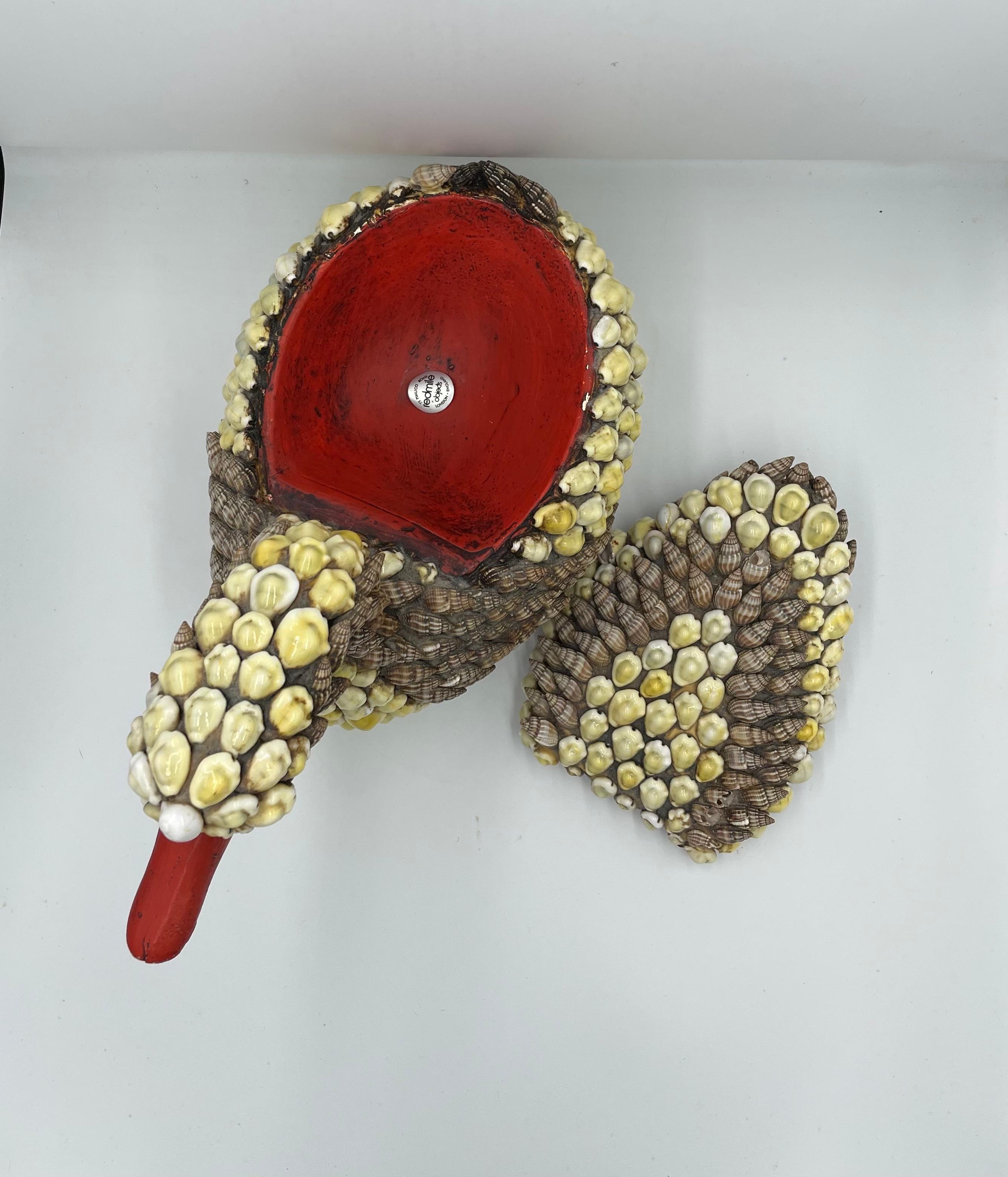 English Anthony Redmile Shell Encrusted Duck or Swan Box Redmile Objects London England For Sale