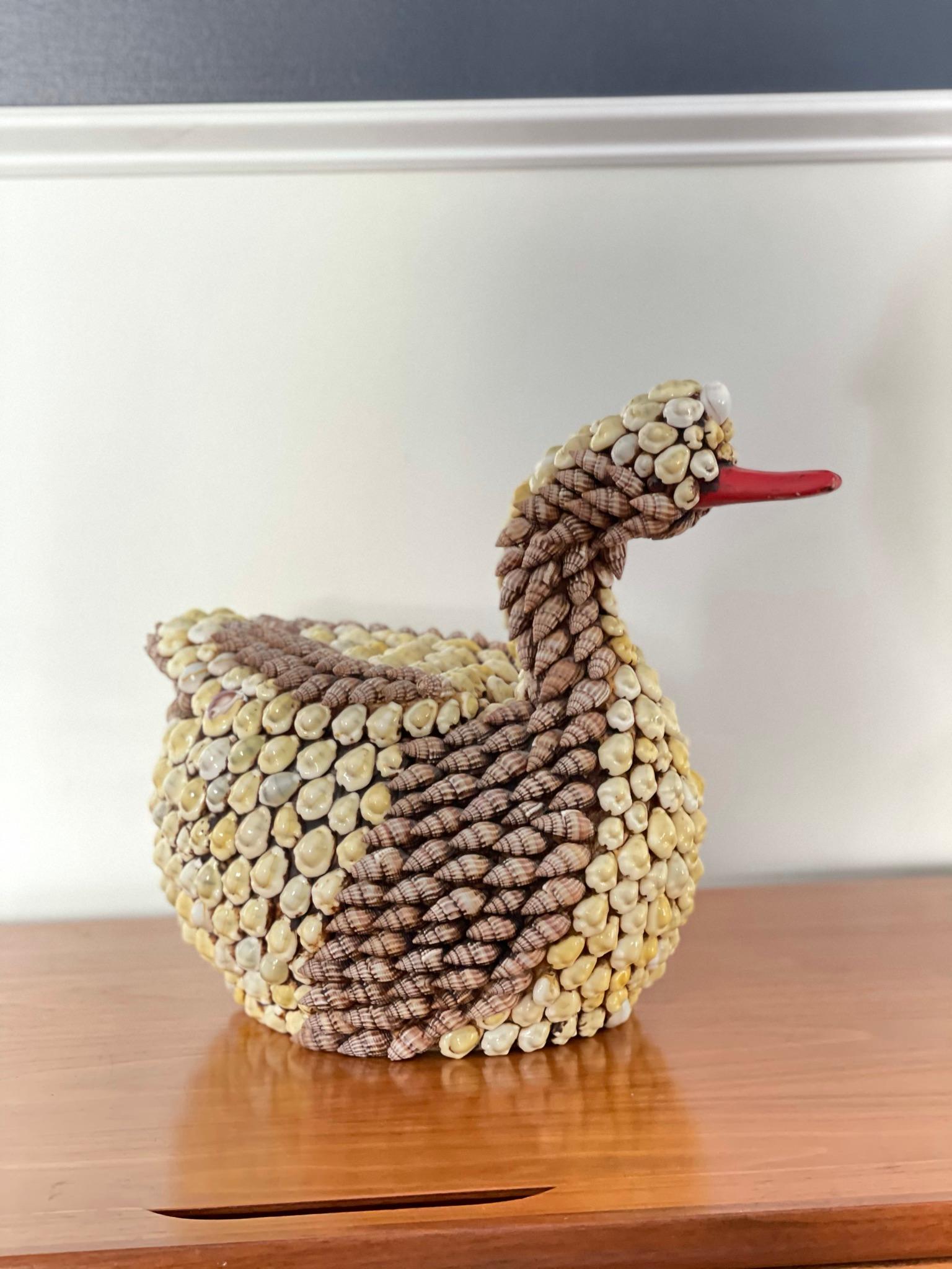 20th Century Anthony Redmile Shell Encrusted Duck or Swan Box Redmile Objects London England For Sale