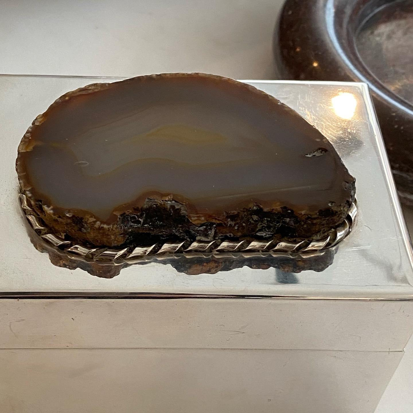 Anthony Redmile Silver Plate Box with Agate Top London, circa 1970 5