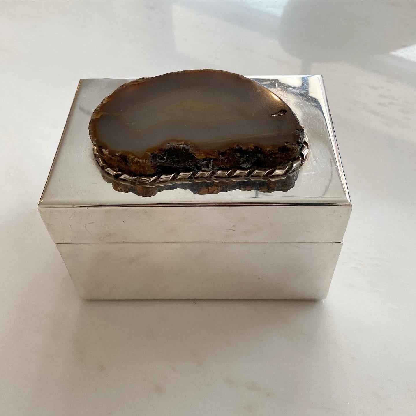 Anthony Redmile Silver Plate Box with Agate Top London, circa 1970 6