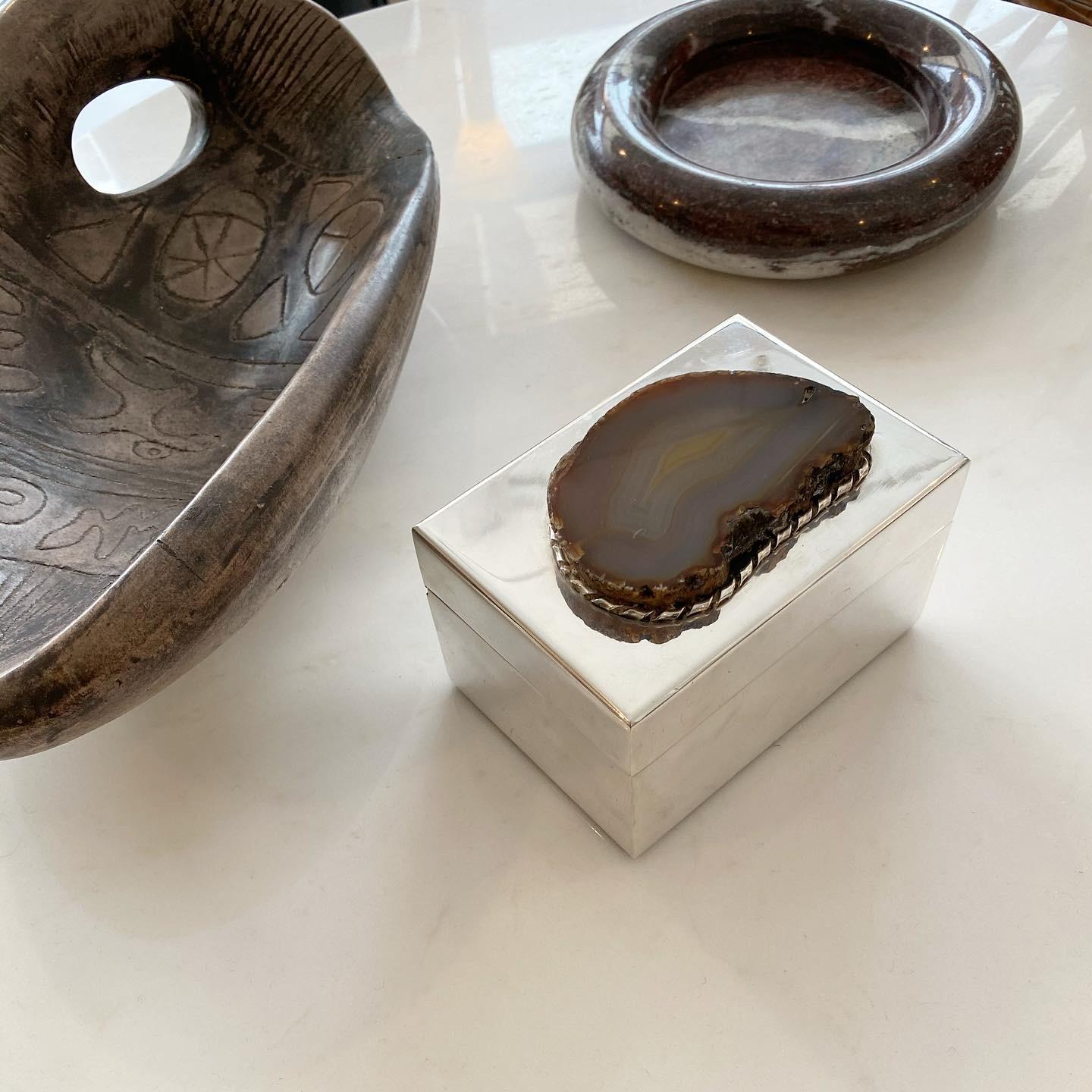 Anthony Redmile Silver Plate Box with Agate Top London, circa 1970 7