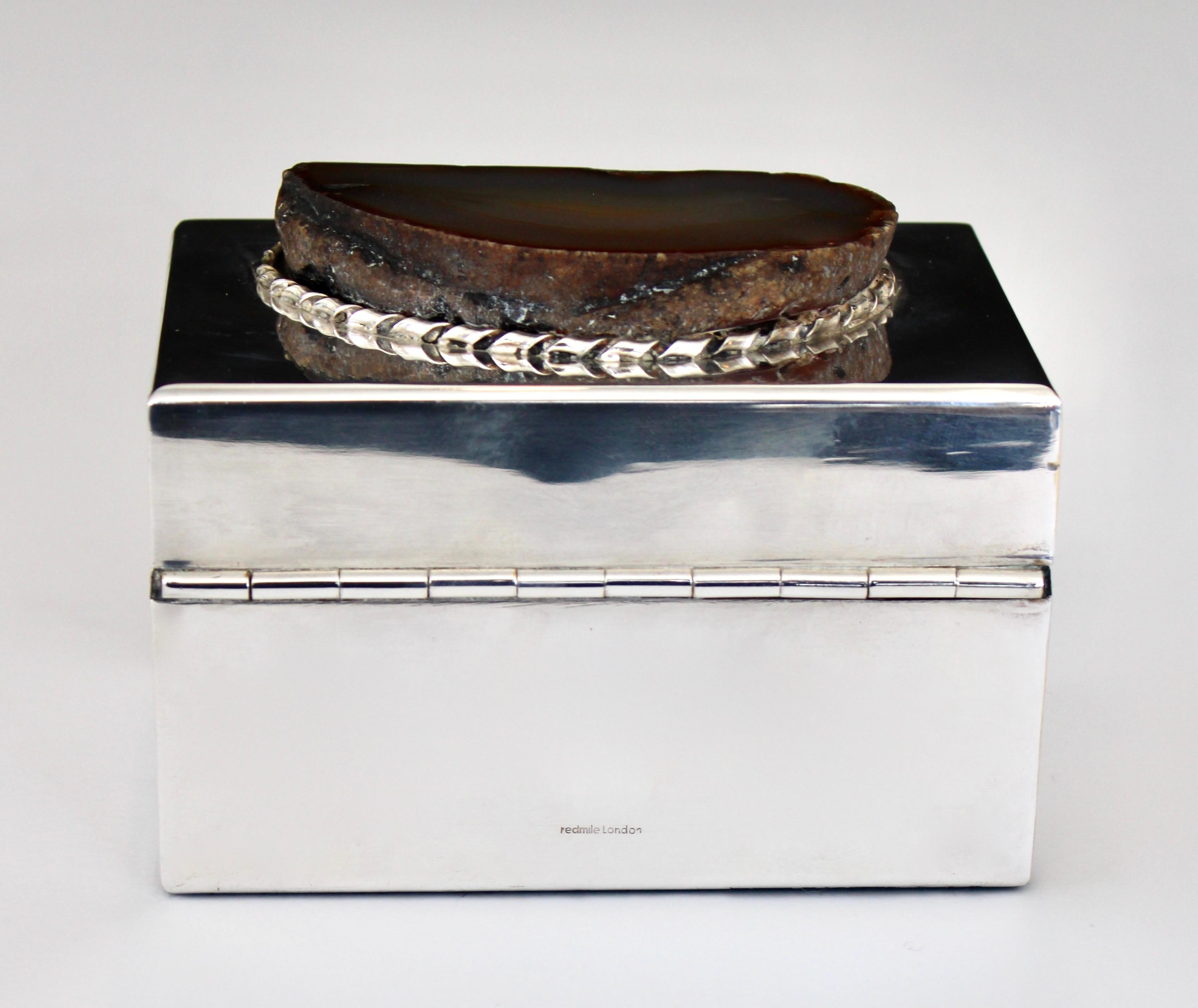 Anthony Redmile Silver Plate Box with Agate Top London, circa 1970 In Excellent Condition In Chicago, IL