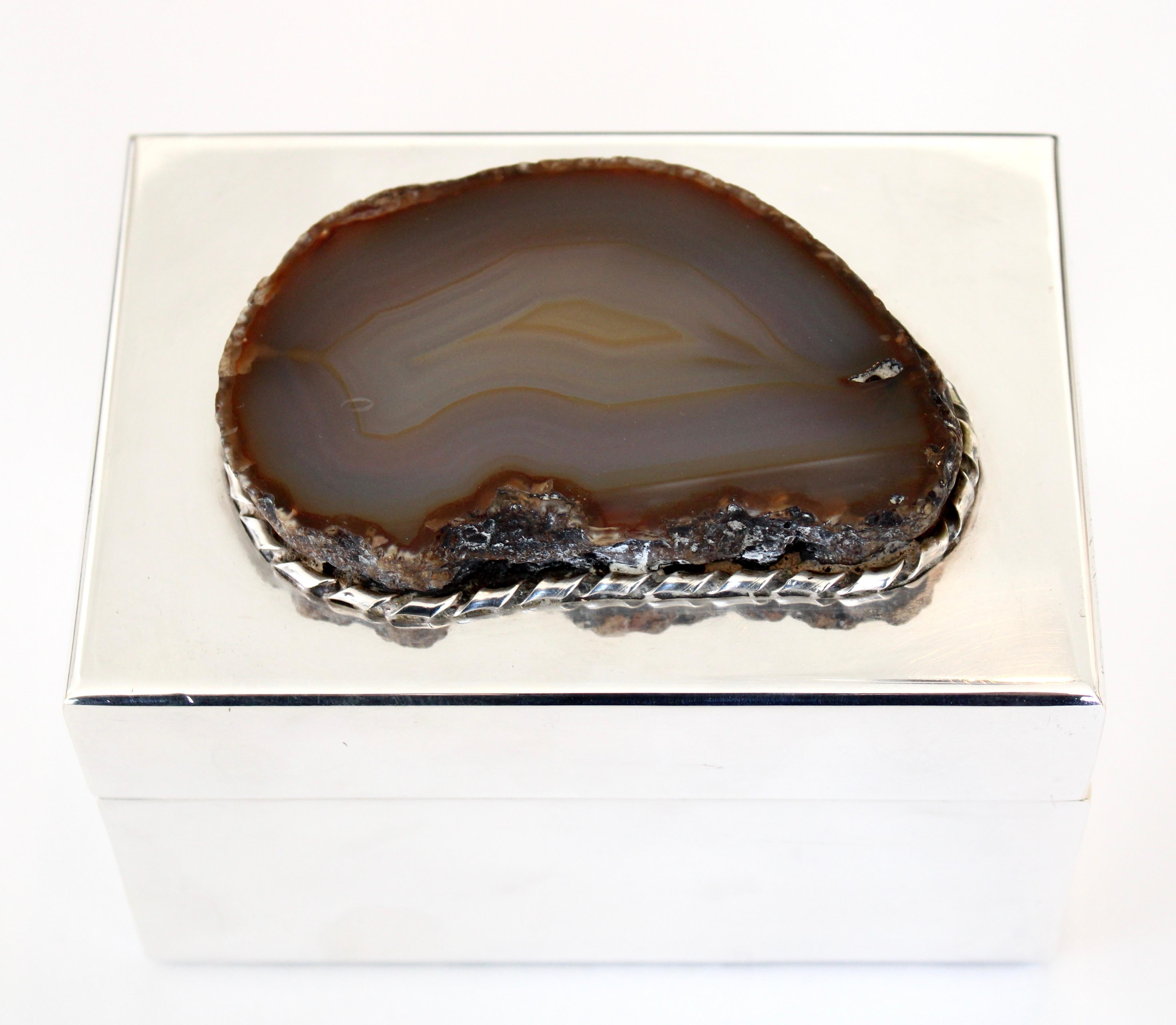 Anthony Redmile Silver Plate Box with Agate Top London, circa 1970 2