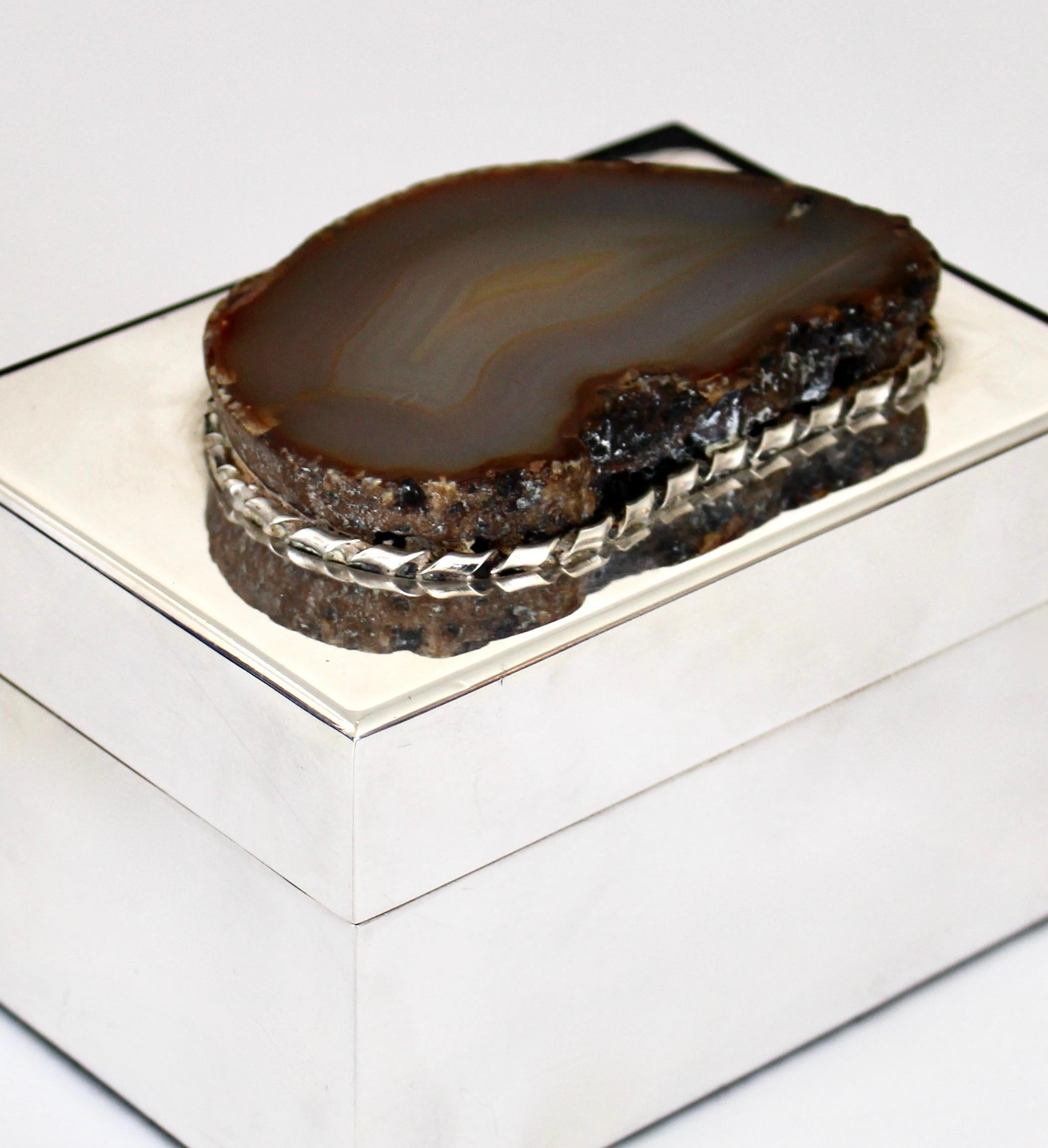 Anthony Redmile Silver Plate Box with Agate Top London, circa 1970 3