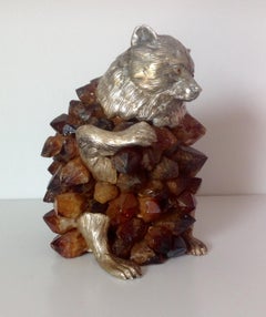Anthony Redmile Spectacular Brown Amythyst or Quartz Stone Sculpture Bear