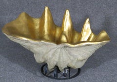 Anthony Redmile Style Gilded Naturalistic Giant Scallop Shell Bowl Centerpiece