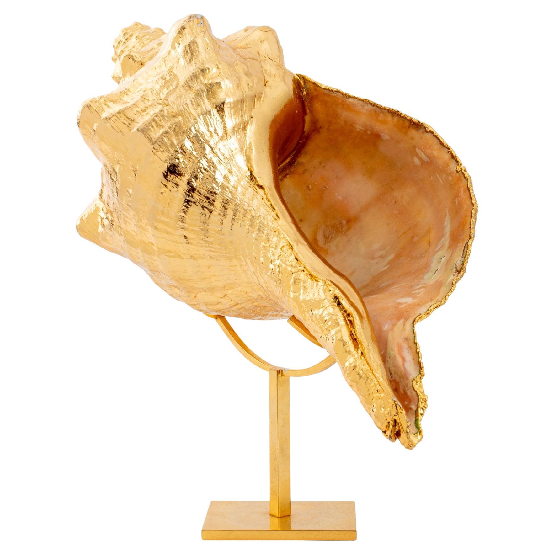 Anthony Redmile Style Gilt Conch Shell on Stand For Sale