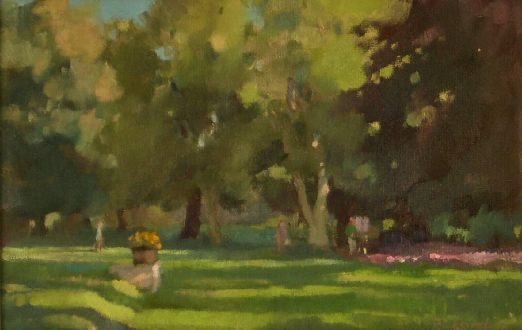 Anthony Rickards Landscape Painting - Summer Park 2 - Mid 20th Century Impressionist Landscape Oil by Rickards