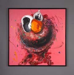 Elmo Abstract Gestural Acrylic Painting, Modern, Framed, 2010-