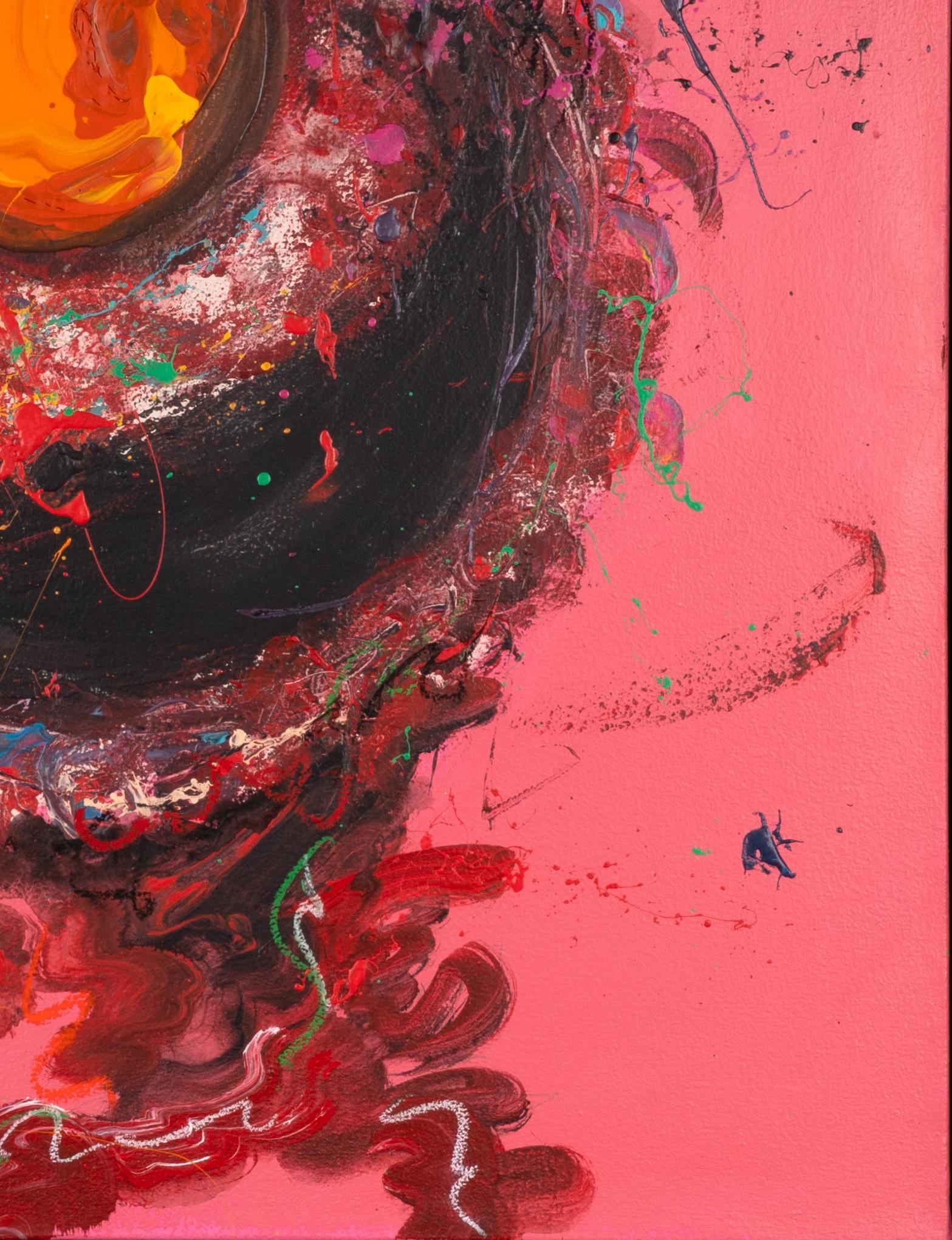 Abstraktes, gestisches Acrylgemälde „Elmo“, 2022 (Orange), Animal Painting, von Anthony Rondinone