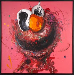 Pintura acrílica abstracta gestual "Elmo", 2022