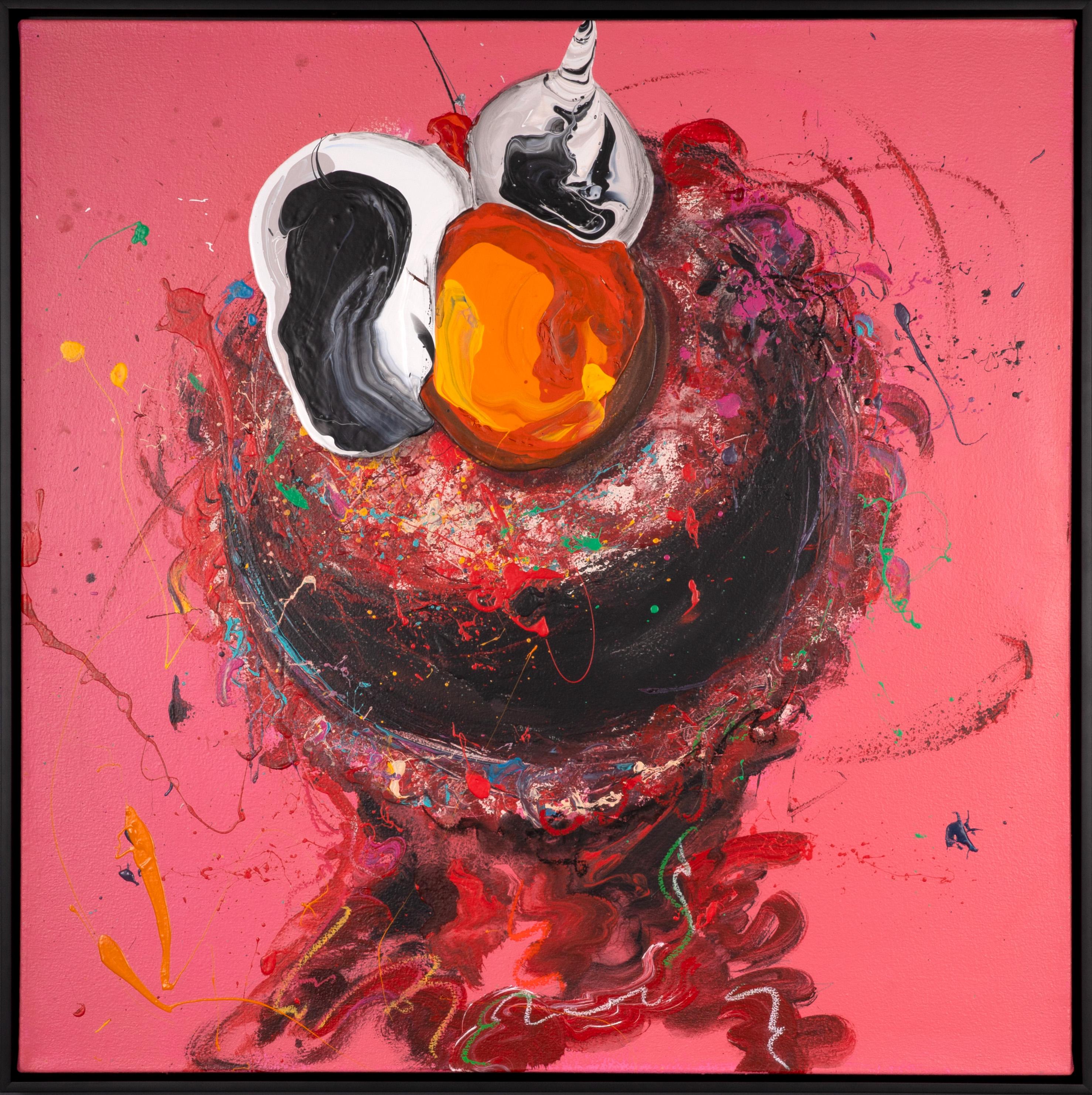 ‘Elmo’ unique painting is a playful bright representation of the sesame street character. Rondinone warps his subject matter intentionally, bringing a new dimension to beloved character. This unique painting from 2022 measures 37.75 x 37.4 x 2 in,