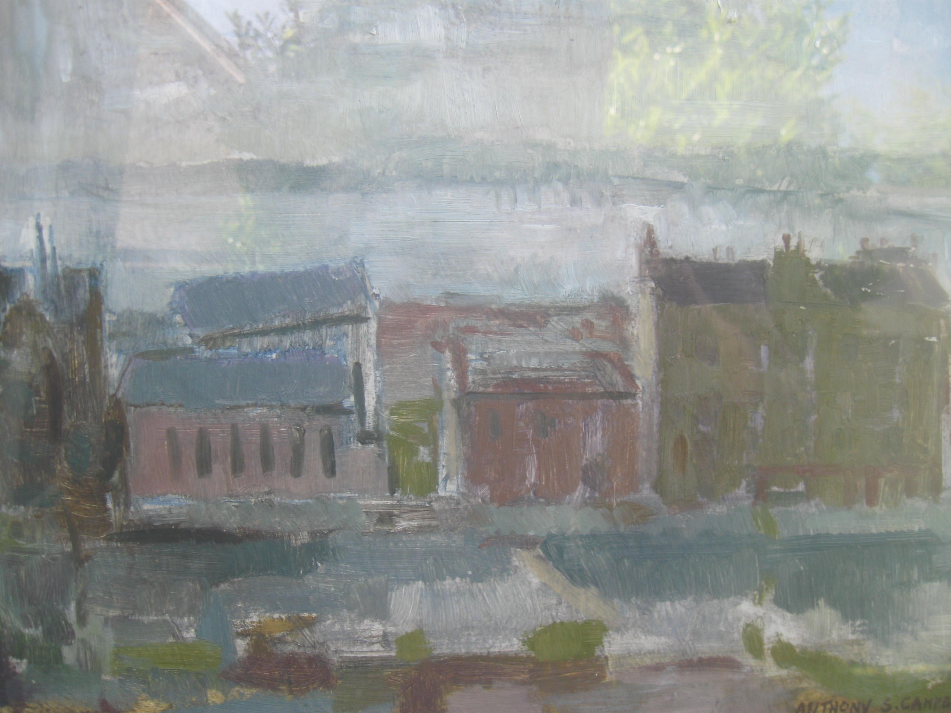 'Roseangle Kirk and the Tay Bridge' oil c 1962 For Sale 1