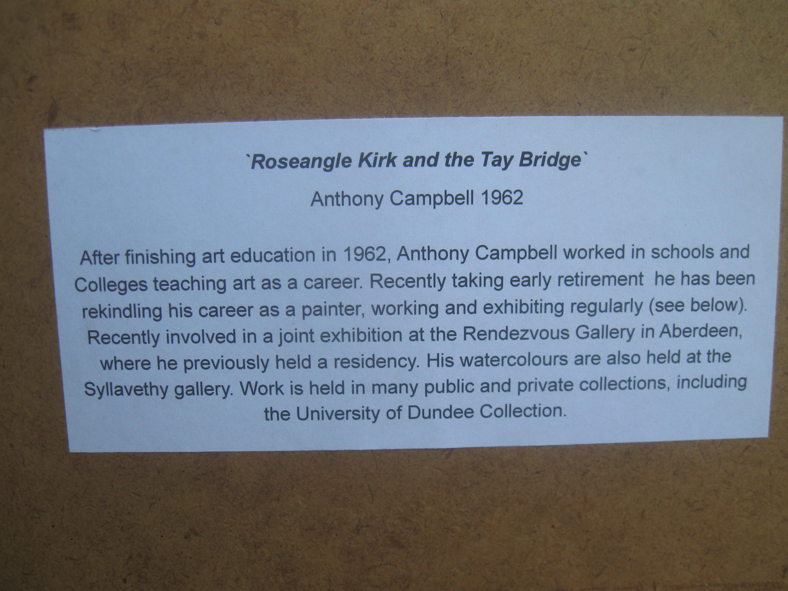 'Roseangle Kirk and the Tay Bridge' oil c 1962 For Sale 2
