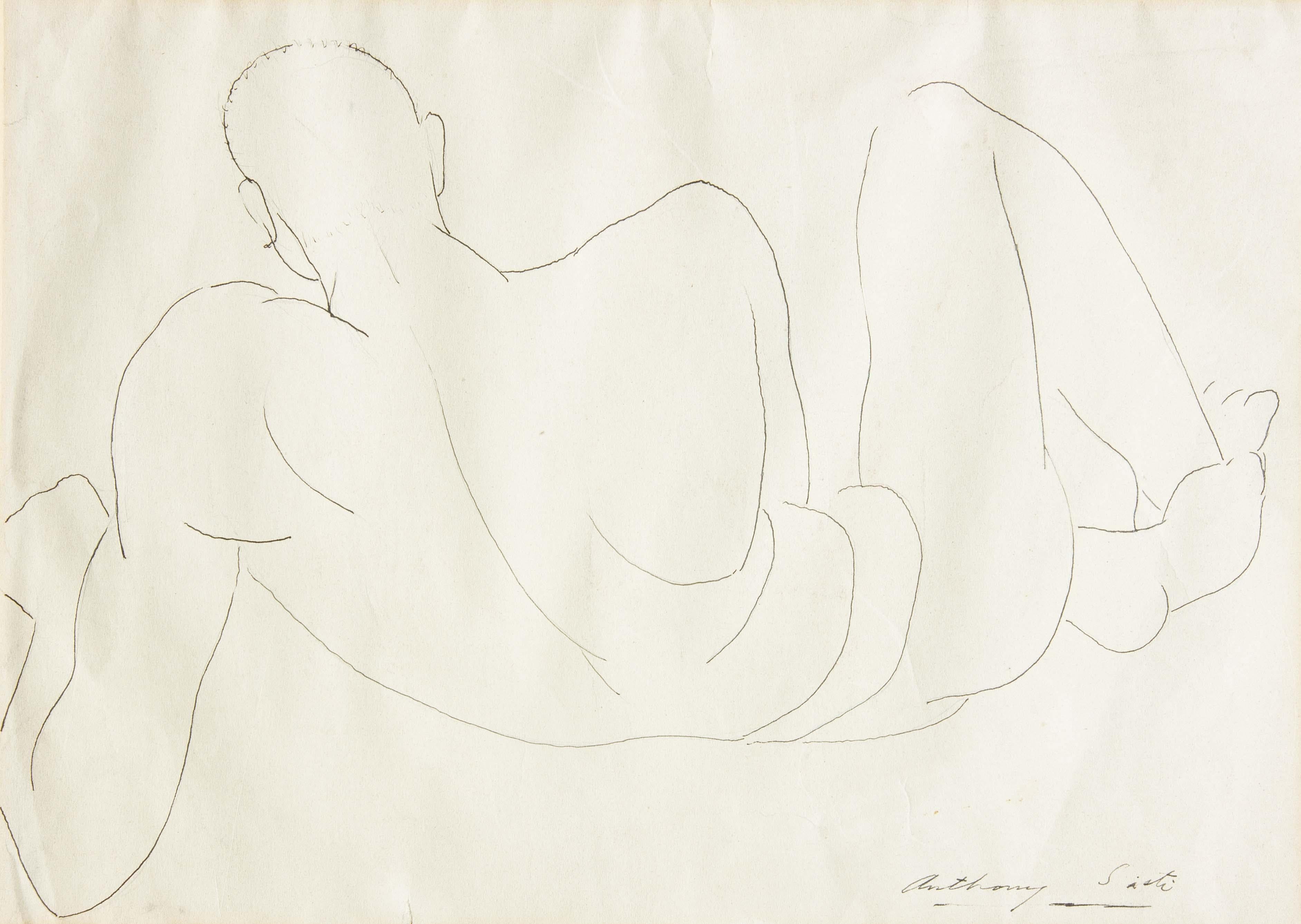 anthony sisti Nude Painting - Two Male Nudes by Anthony Sisti Circa 1930's