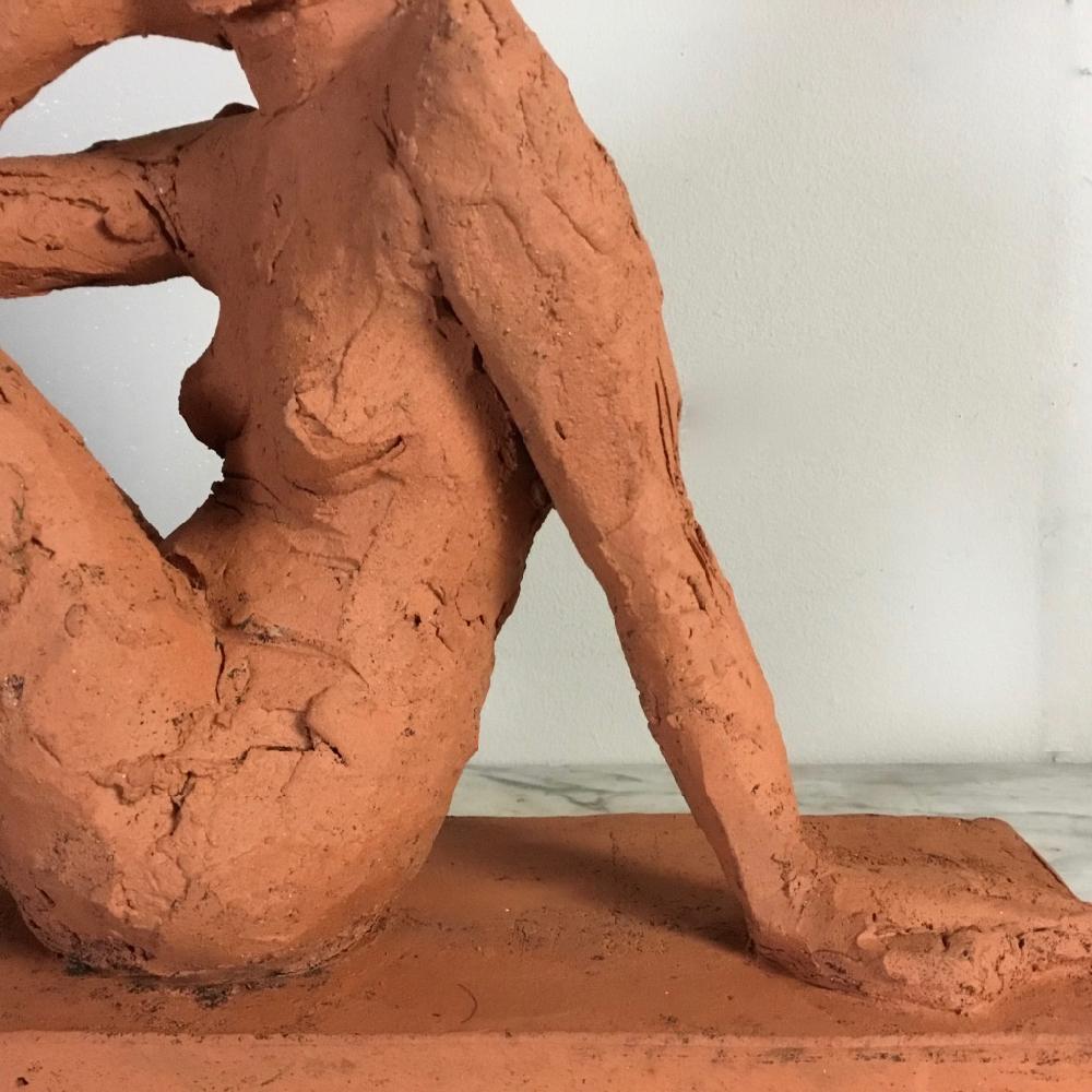 Anthony Southwell Terracotta Seated Female Nude Sculpture In Good Condition For Sale In Shustoke, GB