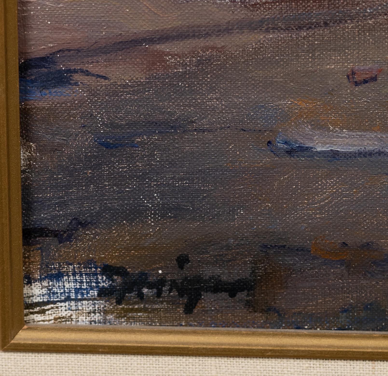 Antico dipinto impressionista americano con scena di strada di Lower Manhattan New York in vendita 1