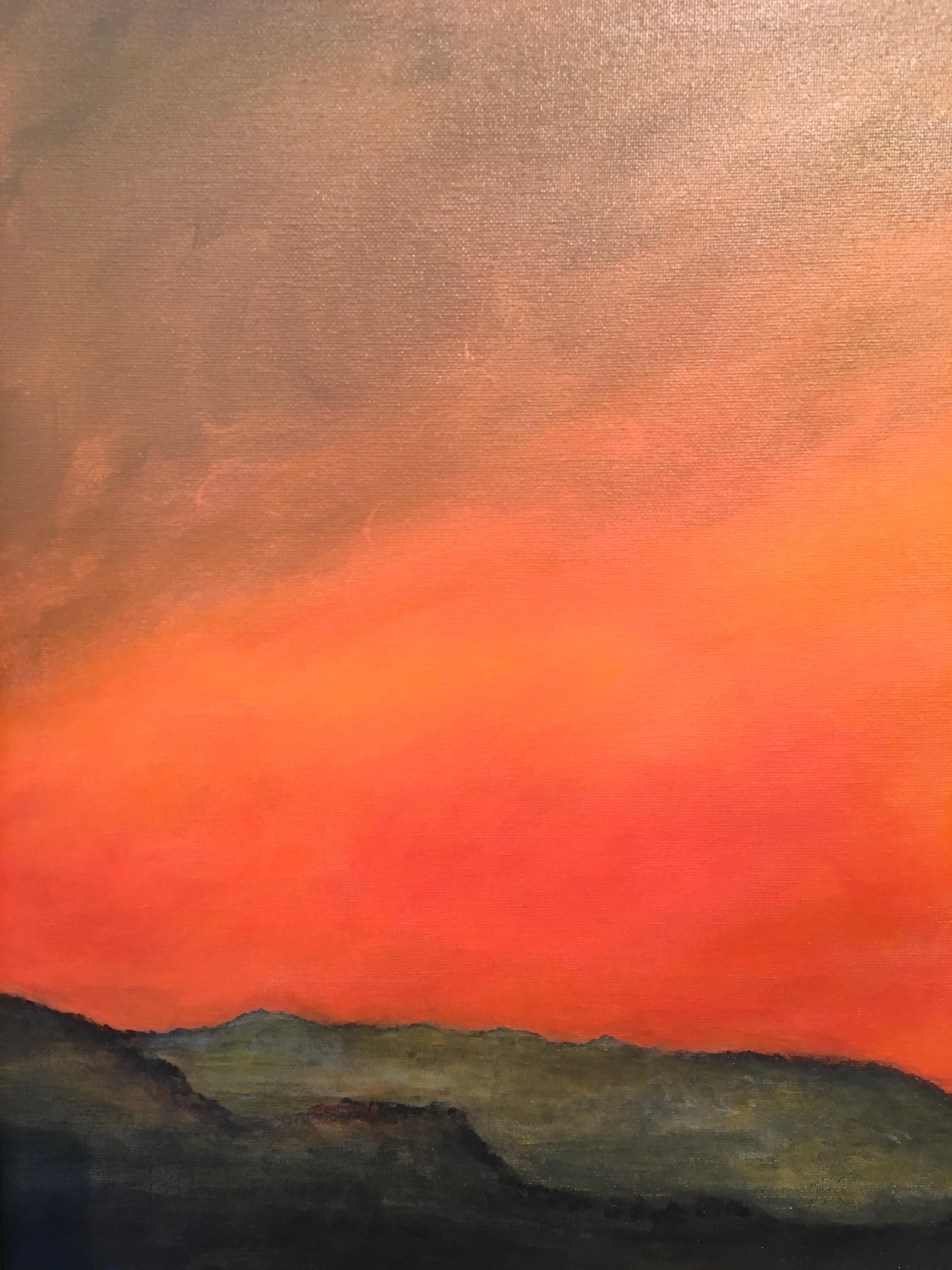 'Red Sunrise, ' by Anthony Steyn, Acrylic on Canvas Board Painting For Sale 1