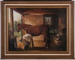 Vintage Anthony Style - Mid 20th Century Oil, Shoeing a Horse
