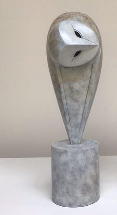 "20-20" Contemporary Bronze Sculpture Portrait of an Owl, Bird