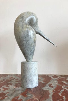 ''Avain Form" Contemporary Bronze Sculpture Portrait of a Pelican