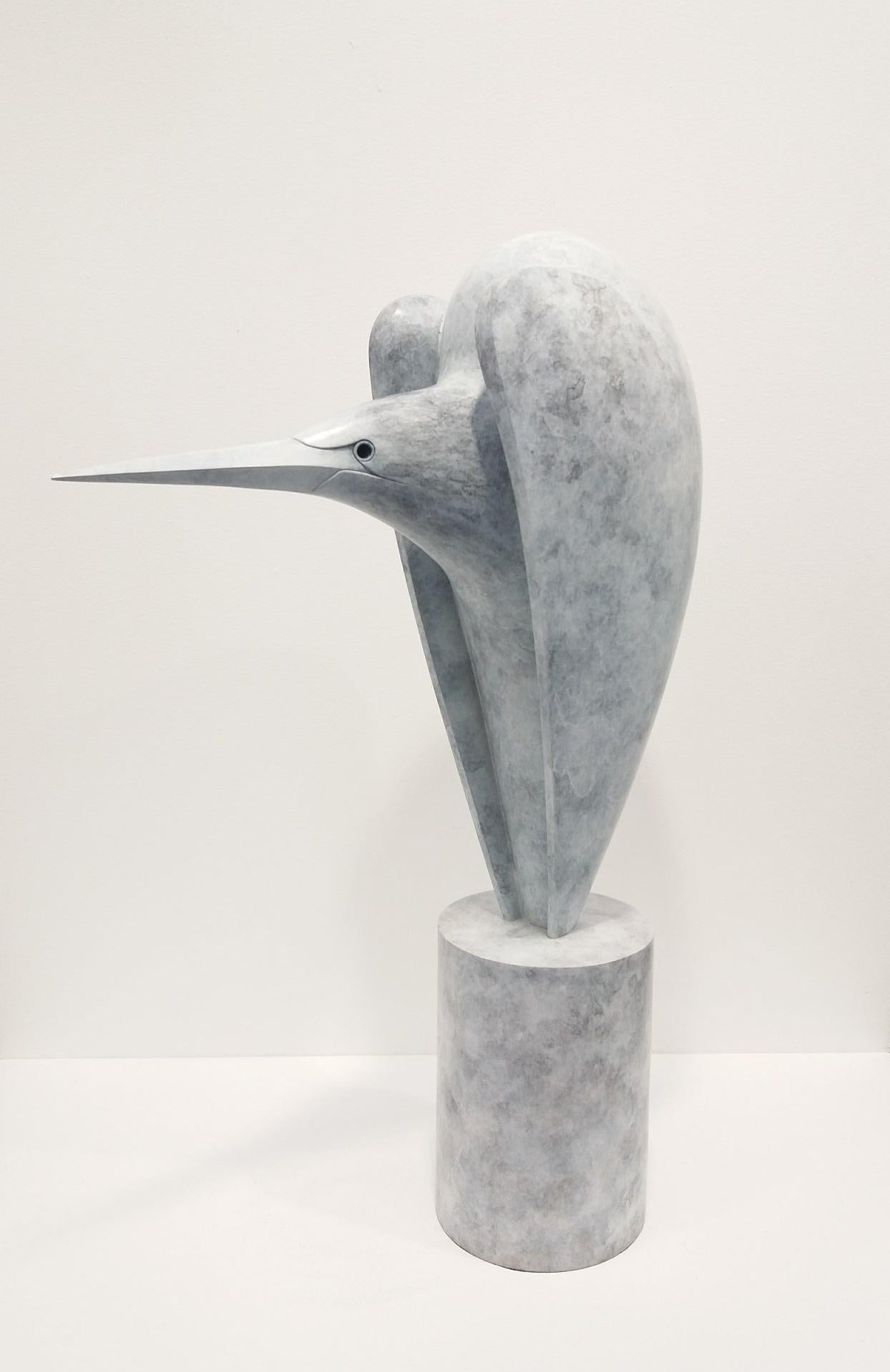 Anthony Theakston Figurative Sculpture - "Praedari" Contemporary Bronze Sculpture Portrait of a Praedari, Bird