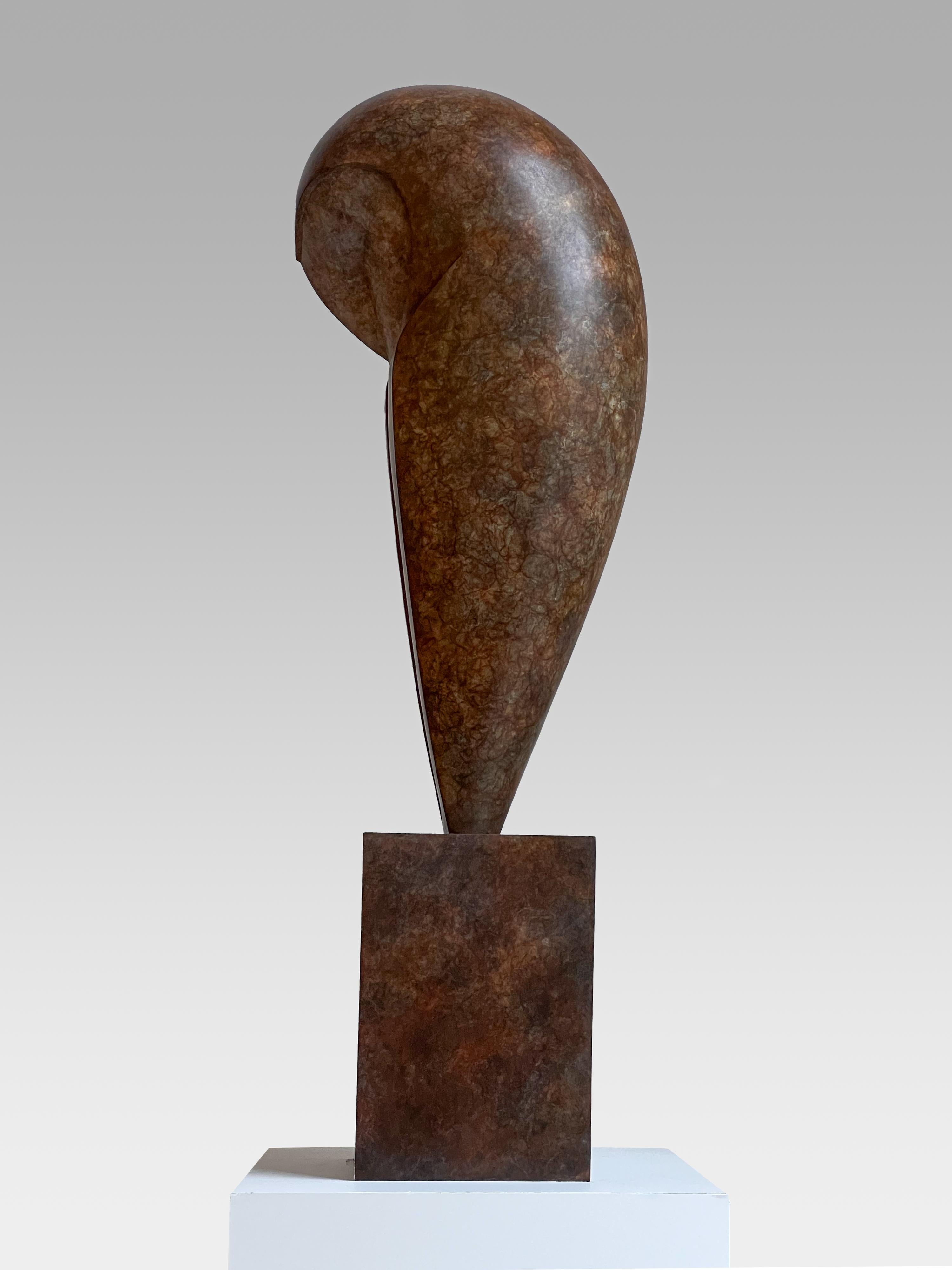 Sculpture contemporaine en bronze ''Serenity'' Portrait d'un hibou, chouette effraie brune en vente 2