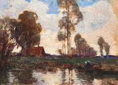 Anthony Thieme "Paesaggio rurale" Scena impressionista americana del New England