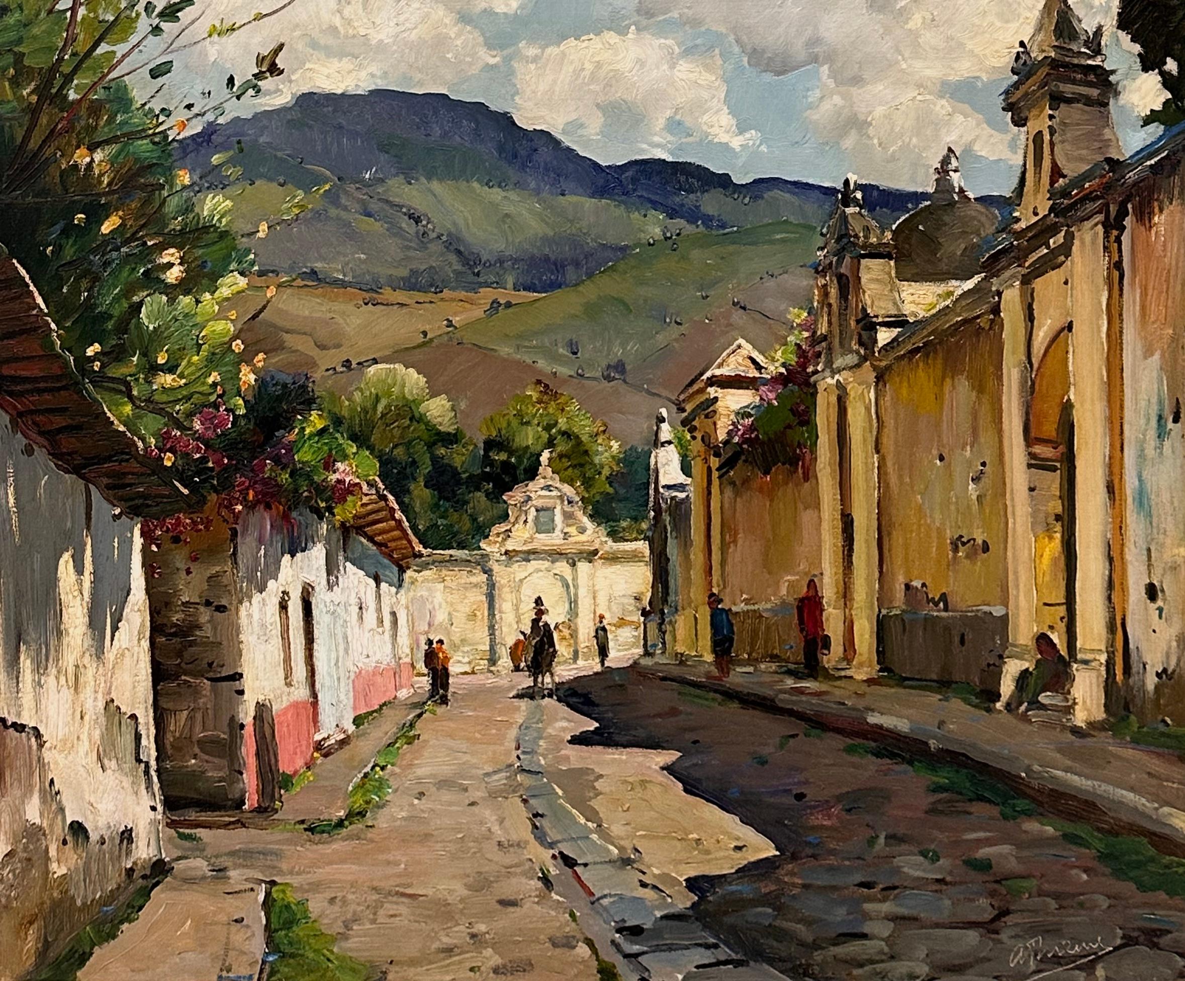 Anthony Thieme Landscape Painting - Calle San Francisco, Antiqua, Guatemala, Landscape, Cape Ann Artist