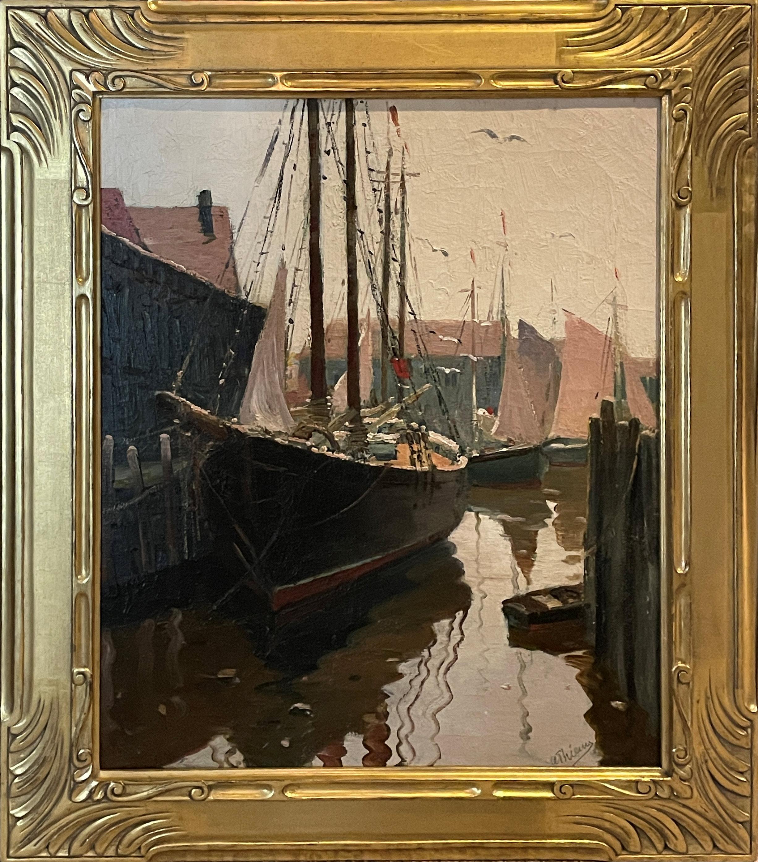 Anthony Thieme
Dismantled Boat
Signed lower right
Oil on canvas
30 x 25 inches

Anthony Thieme was born in the Dutch port city of Rotterdam in 1888. He studied at the Academy of Fine Arts in Rotterdam, at the Royal Academy at the Hague, as an