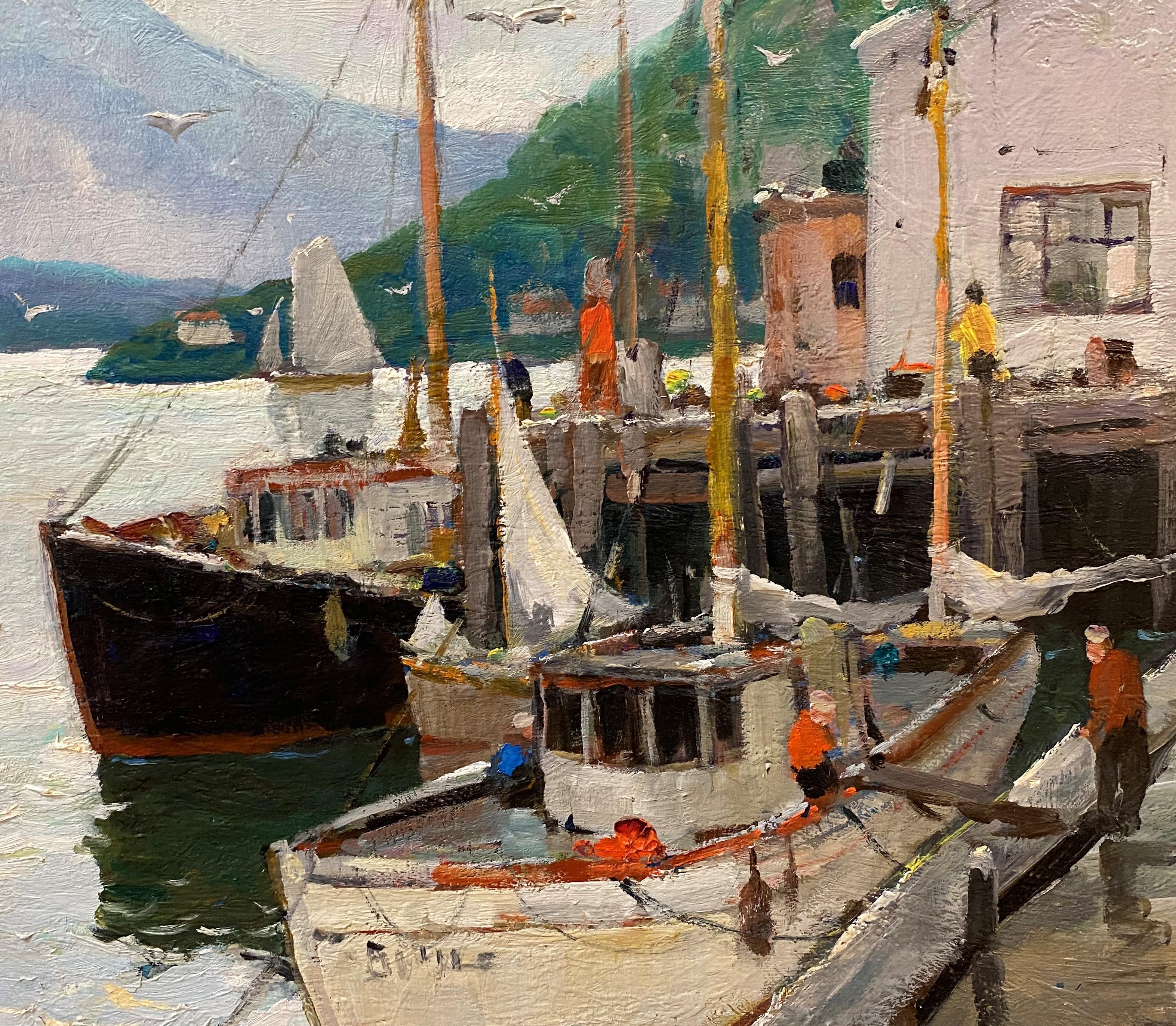 Hafen entlang der Küste von Maine (Amerikanischer Impressionismus), Painting, von Anthony Thieme