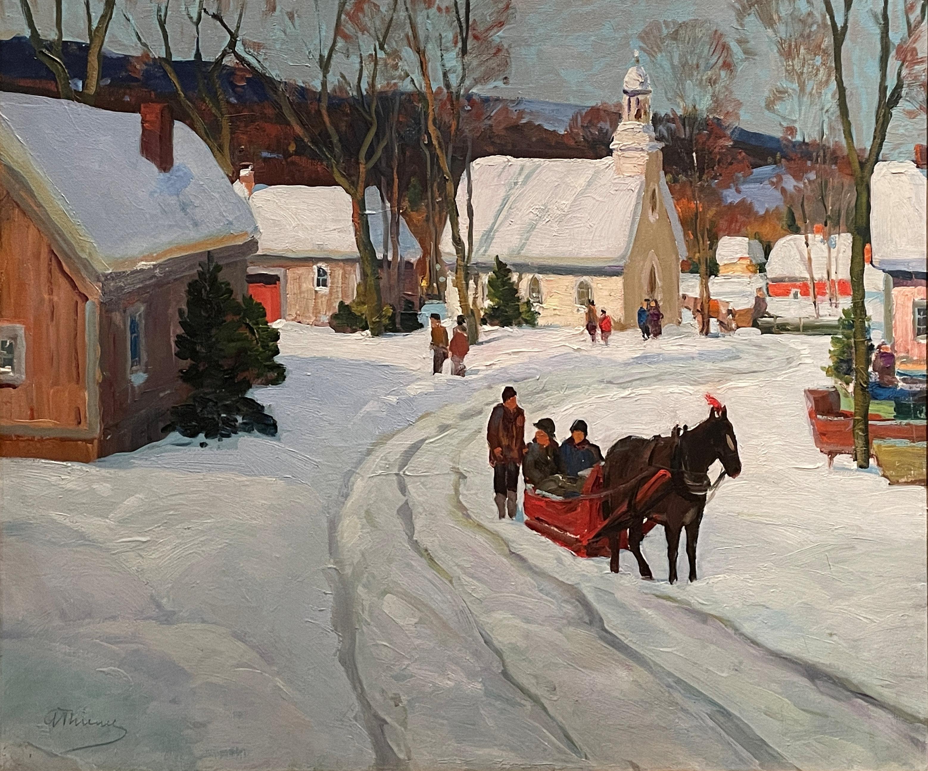 Anthony Thieme
Mountain Village in Winter
Signed lower left
Oil on canvas
25 x 30 inches

Anthony Thieme was born in the Dutch port city of Rotterdam in 1888. He studied at the Academy of Fine Arts in Rotterdam, at the Royal Academy at the Hague, as