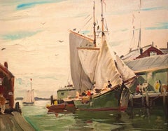 Old Gloucester, Original Oil Harbor Painting by Anthony Thieme