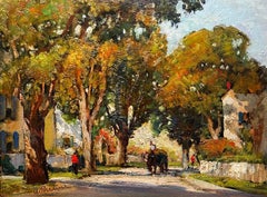 Vintage "Rockport Street Scene (Horse and Cart)" by Anthony Thieme, Landscape Painter