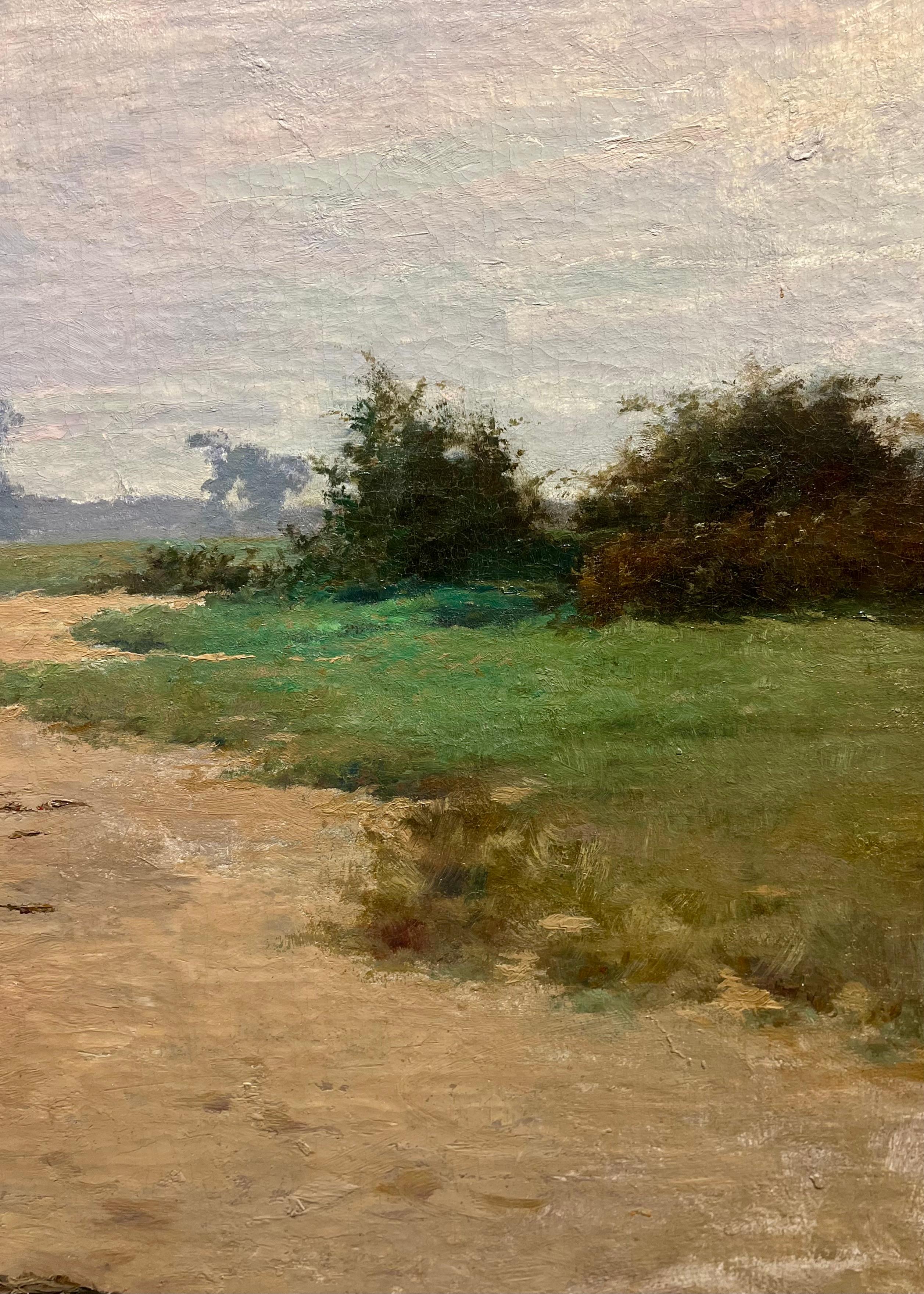 Stono Bay, South Carolina by Anthony Thieme captures the serene beauty of a coastal landscape in South Carolina. Rendered in Thieme’s signature Impressionist style, the painting features a sandy shoreline edged with swaying grasses, leading the