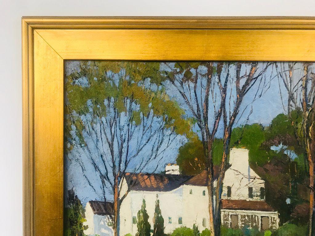 American Anthony Thieme Rockport Artist Oil on Board of White House