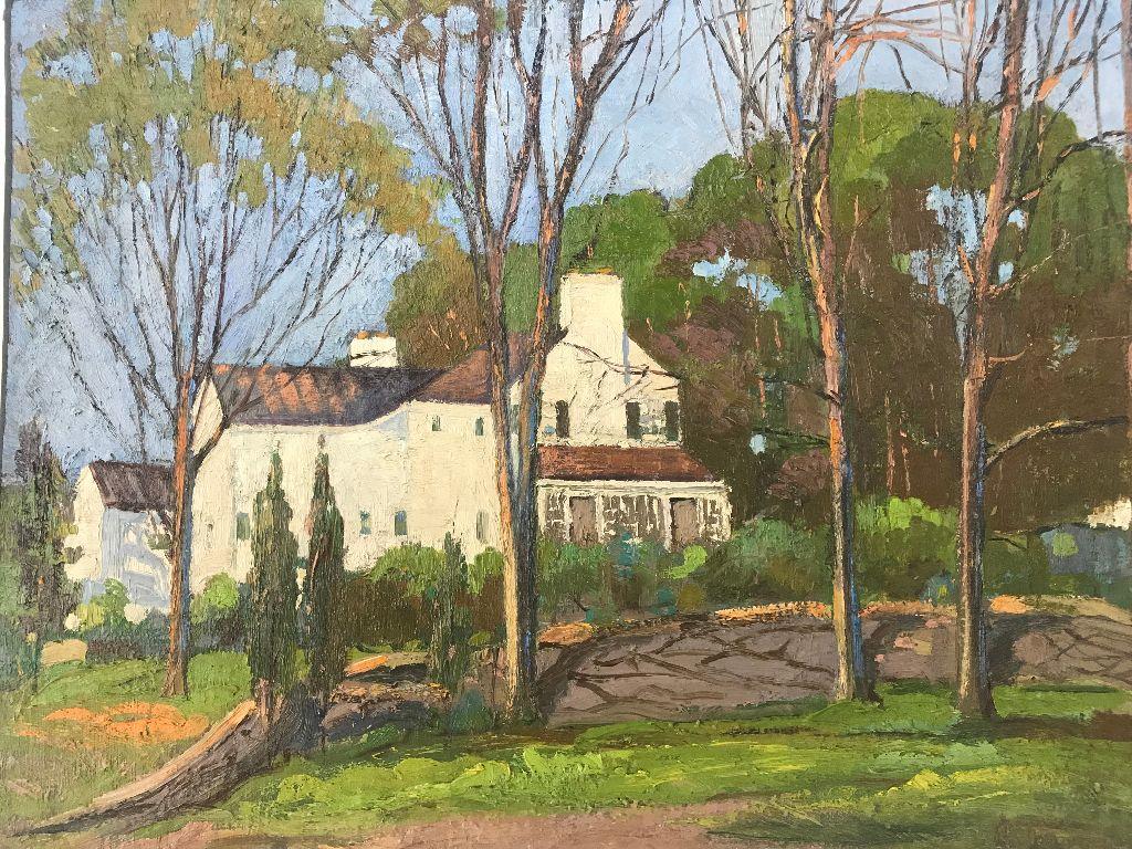 Composition Anthony Thieme Rockport Artist Oil on Board of White House