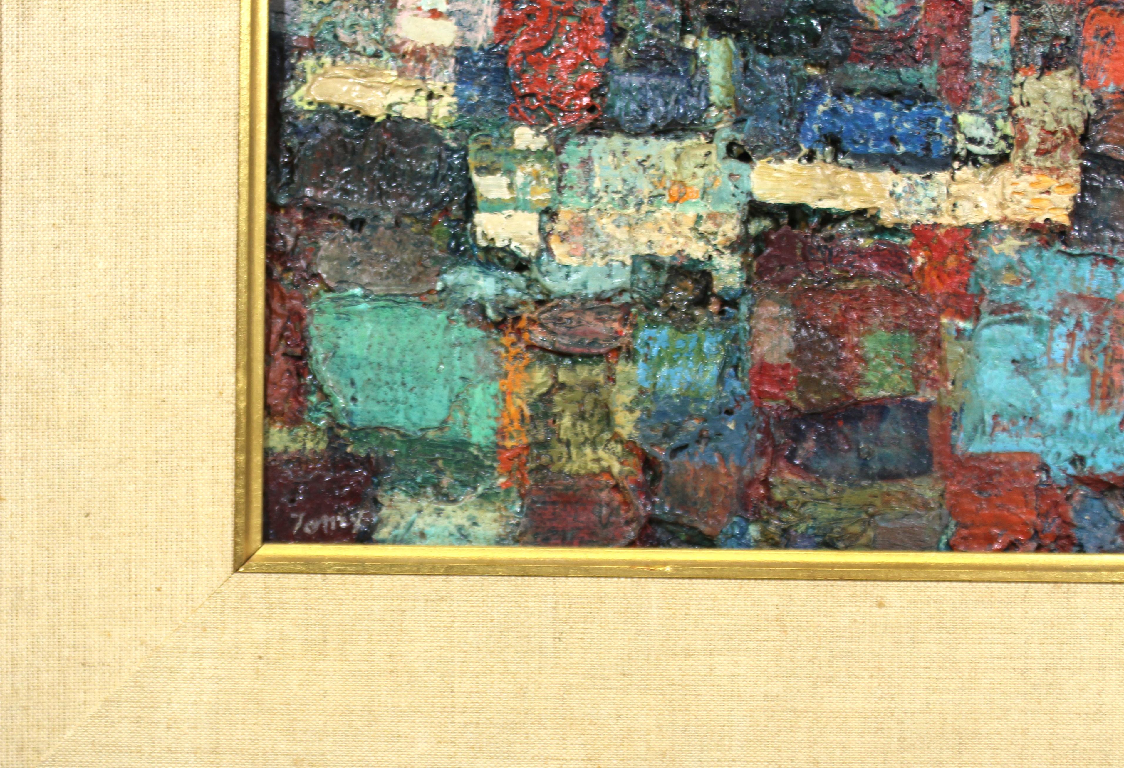 American Anthony Toney Abstract Impressionist 'City' Impasto Oil Painting